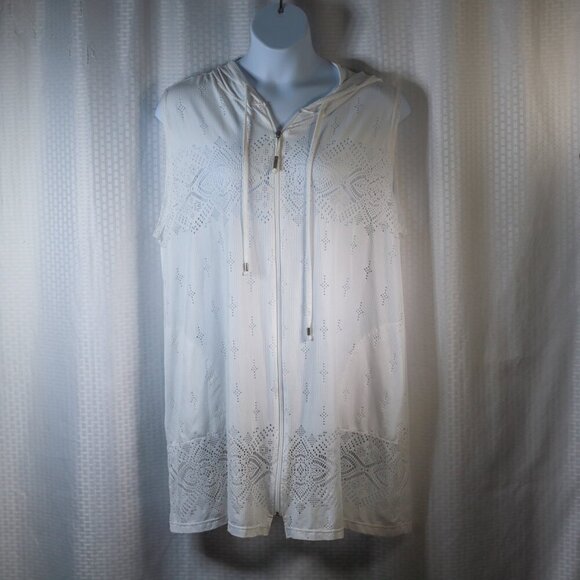 DOTTI Womens Gypsy Gem burnout Hoodie Cover Up sz 3X White Swimwear - Picture 1 of 16